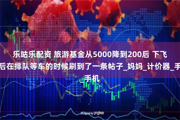 乐咕乐配资 旅游基金从5000降到200后 下飞机后在排队等车的时候刷到了一条帖子_妈妈_计价器_手机