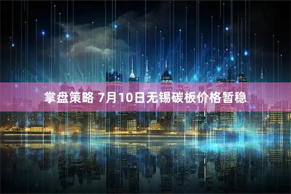 掌盘策略 7月10日无锡碳板价格暂稳